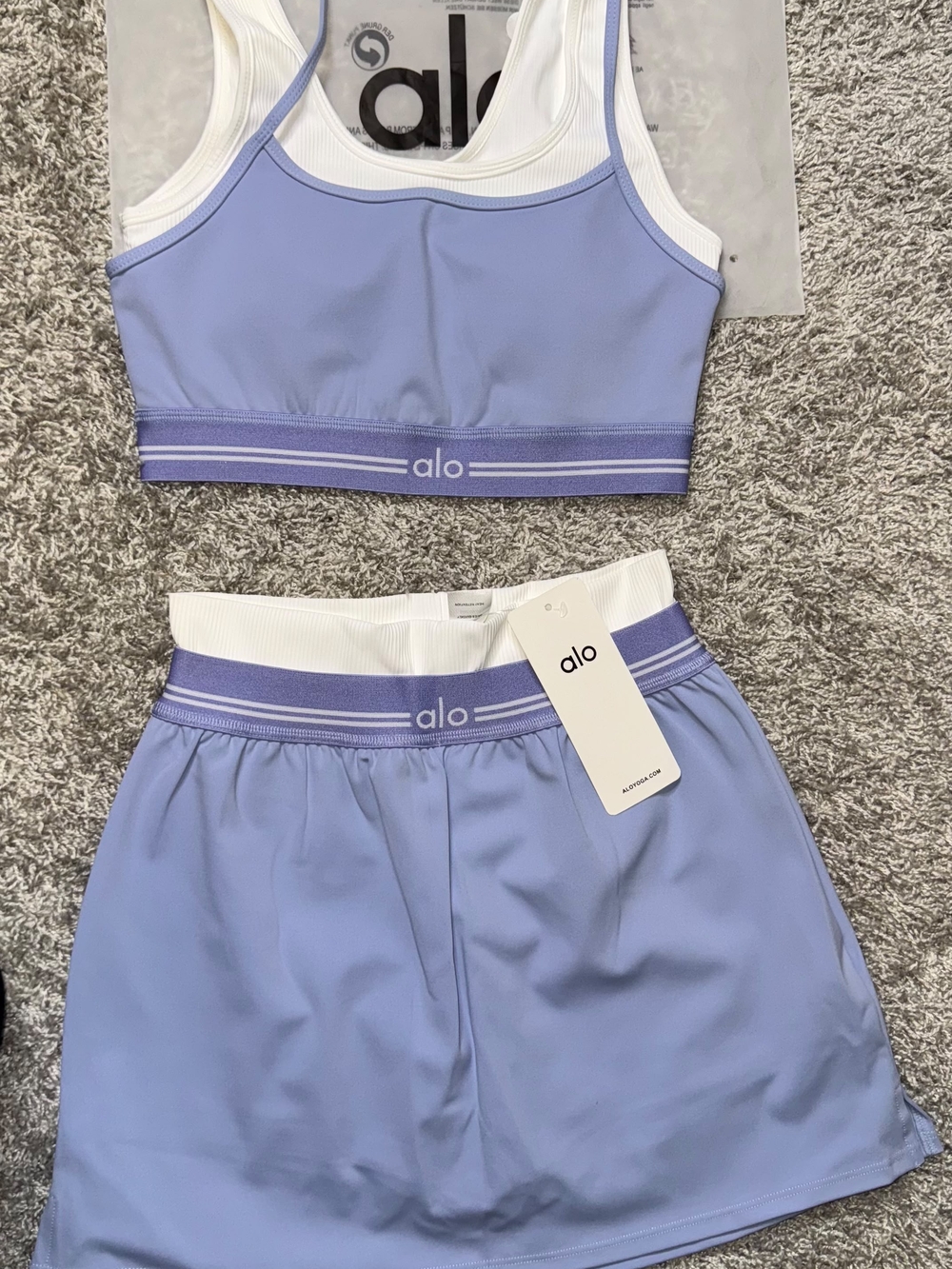 Alo Yoga Athletic Tennis Skirt & Bra Set Lavender Size S